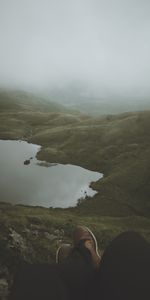 Nature,Lake,Legs,Hills,Slope,Fog