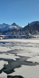 Hiver,Nature,Glace,Neige,Lac,Montagnes,Paysage