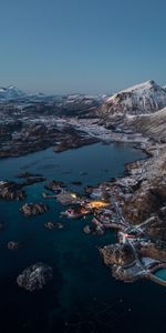 Lago,Pueblo,Noruega,Naturaleza,Nieve,Montañas