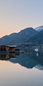 Arbres,Quai,Montagnes,Lac,Nature,La Jetée,Paysage