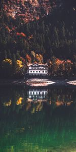 Nature,Réflexion,Élévation,Lac,Loger,Petite Maison