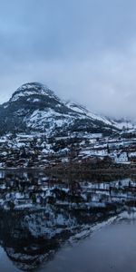 Nature,Lake,Reflection,Mountains,Fog