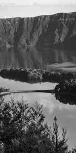 Naturaleza,Lago,Orilla,Banco,Acantilado,Bw,Chb,Paisaje