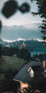 Montañas,Edificio,Lago,Naturaleza,Casas