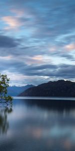 Nuages,Réflexion,Bois,Arbre,Nature,Montagnes,Lac