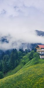 Nature,Mountains,Clouds,Landscape,House