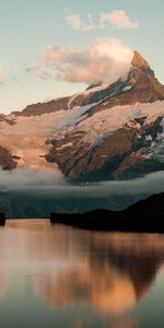 Nature,Mountains,Clouds,Rocks,Lake,Snow Covered,Snowbound