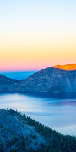 Nature,Mountains,Horizon,Lake,United States,National Park,Crater Lake,Sunset,Usa