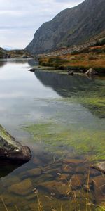 Nature,Mountains,Lake,Lumps,Algae,Blocks,Stones,Seaweed,Underwater,Under Water