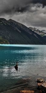 Nature,Mountains,Lake,Overcast,Despondency,Stones,Mainly Cloudy