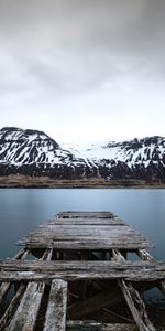 Couvert De Neige,Snowbound,Nature,Lac,Banque,Jetée,Rive,Montagnes,Paysage