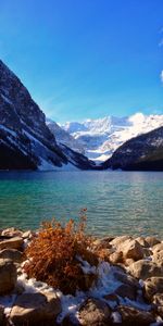 Nature,Mountains,Lake,Snow Covered,Snowbound,Stones,Vertex,Tops