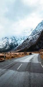 Nature,Mountains,Markup,Snow Covered,Snowbound,Winding,Sinuous,Road