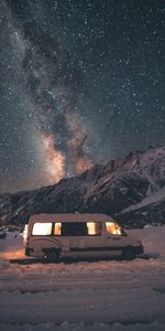 Nature,Mountains,Night,Journey,Van,Starry Sky,Landscape