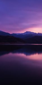 Montañas,Lago,Noche,Reflexión,Naturaleza