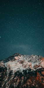 Nature,Mountains,Night,Snow,Vertex,Starry Sky,Tops