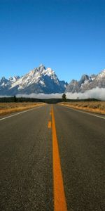 Nature,Mountains,Road,Markup,Fog,Asphalt,Line