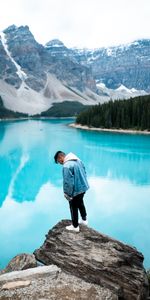 Nature,Mountains,Rock,Lake,Miscellanea,Miscellaneous,Stone,Human,Person