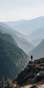 Nature,Mountains,Rocks,Human,Person,Fog