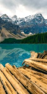 Nature,Mountains,Rocks,Snow Covered,Snowbound,Logs,Snow