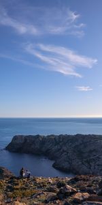 Nature,Mountains,Sea,Break,Precipice,Pair,Couple