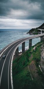 Nature,Mountains,Sea,Bridge,Road