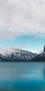 Nature,Mountains,Snow,Lake,Minnevanka,Canada