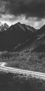 Nature,Mountains,Snow,Road,Bw,Snow Covered,Snowbound,Chb