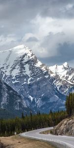 Nature,Mountains,Snow,Road,Snow Covered,Snowbound,Forest