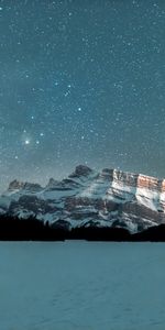 Nature,Mountains,Snow,Starry Sky