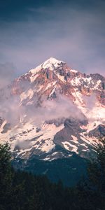 Naturaleza,Vértice,Arriba,Niebla,Cubierto De Nieve,Nevado,Montañas,Nieve