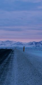 Nature,Route,Asphalte,Crépuscule,Neige,Montagnes