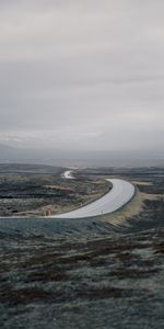 Nature,Mountains,Winding,Sinuous,Hilly,Road,Fog