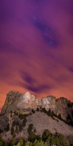 Nature,Night,Mountain,Top,Starry Sky,United States,Bas Relief,Usa,Vertex,Rushmore