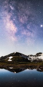 Naturaleza,Montañas,Las Rocas,Rocas,Lago,Reflexión,Cubierto De Nieve,Nevado,Noche