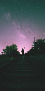 Nature,Night,Starry Sky,Human,Person,Railway