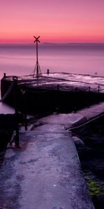 Nature,Pier,Evening,Chain,Sea,Sign