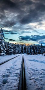 Nature,Rails,Winter,Snow,Hdr,Railway