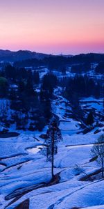 Naturaleza,Montañas,Noche,Valle,Ríos,Nieve