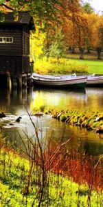 Jardin,Forêt,Tiges,Bars,Quai,Nature,Rivières,Couleur,La Jetée,Loger,Bateaux,Couleurs,Petite Maison