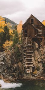 Nature,Rivers,Rock,Wood,Wooden,Lodge,Small House