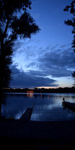 Nature,Rivers,Silhouette,Privacy,Seclusion,Pier,Night