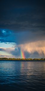 Nature,Rivers,Sky,Horizon,Trees,Rainbow