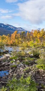 Nature,Rivers,Stones,Clouds,Bush,Mountain