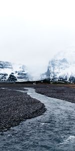 Nature,Rivers,Stones,Mountains,Flow,Glaciers,Fog,Iceland