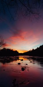 Nature,Rivers,Sunset,Horizon,Trees