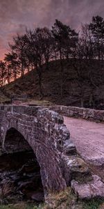 Nature,Rivers,Trees,Bridge,Stone,Evening,Crossing