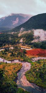 Nature,Rivers,Trees,Forest,Winding,Sinuous,Mountains