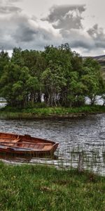 Nature,Rivers,Trees,Grass,Clouds,Boats