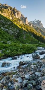 Nature,Rivers,Trees,Stones,Mountains